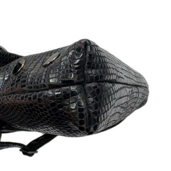 Hammitt VIP Medium Black Lizard Emboss Crossbody Gunmetal Red Suede - Picture 14 of 16